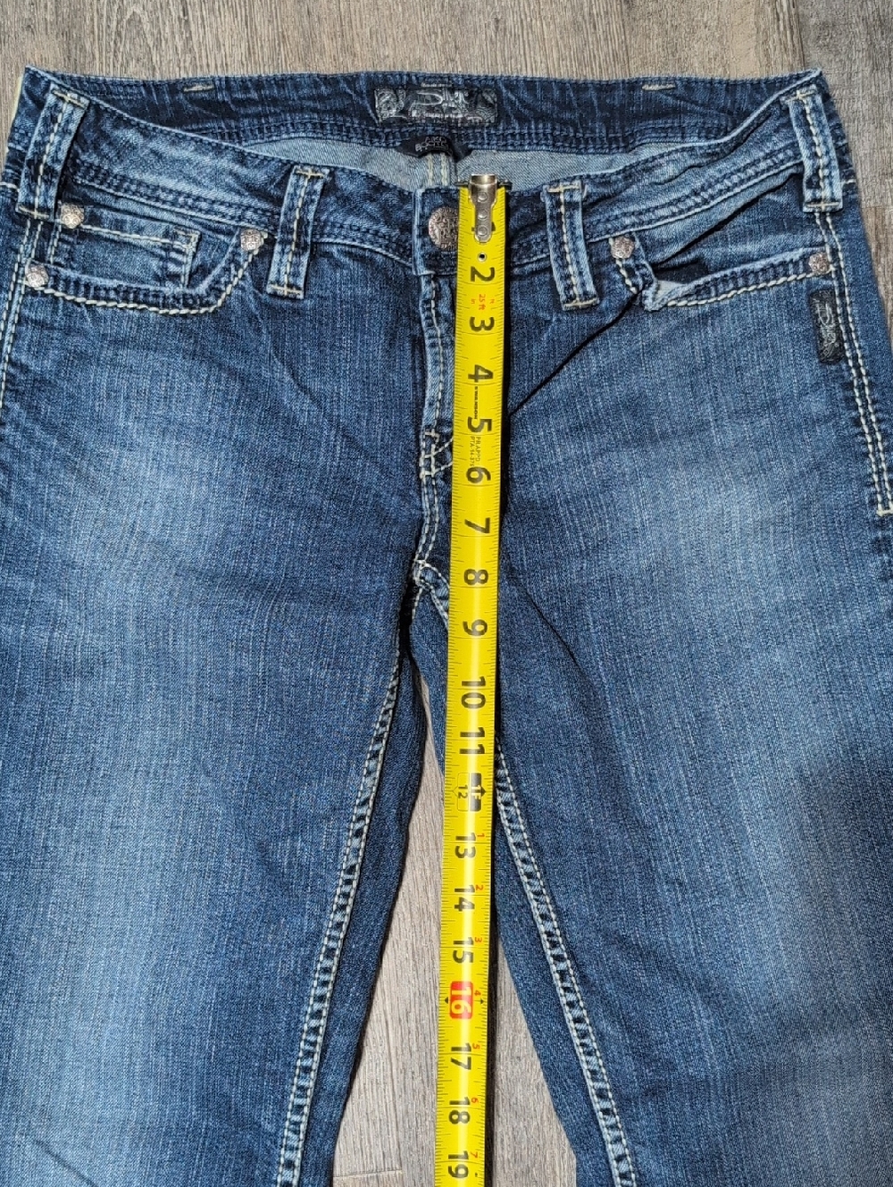 Women's Silver Aiko Boot Cut Jeans - Branded Stitch Pocket - Picture 7 of 8